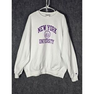 Champion‎ New York University Violets Crewneck Sweatshirt Purple Logo Men 2XL